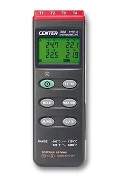 Kontakttermometer Center 304 med 4 kanaler
