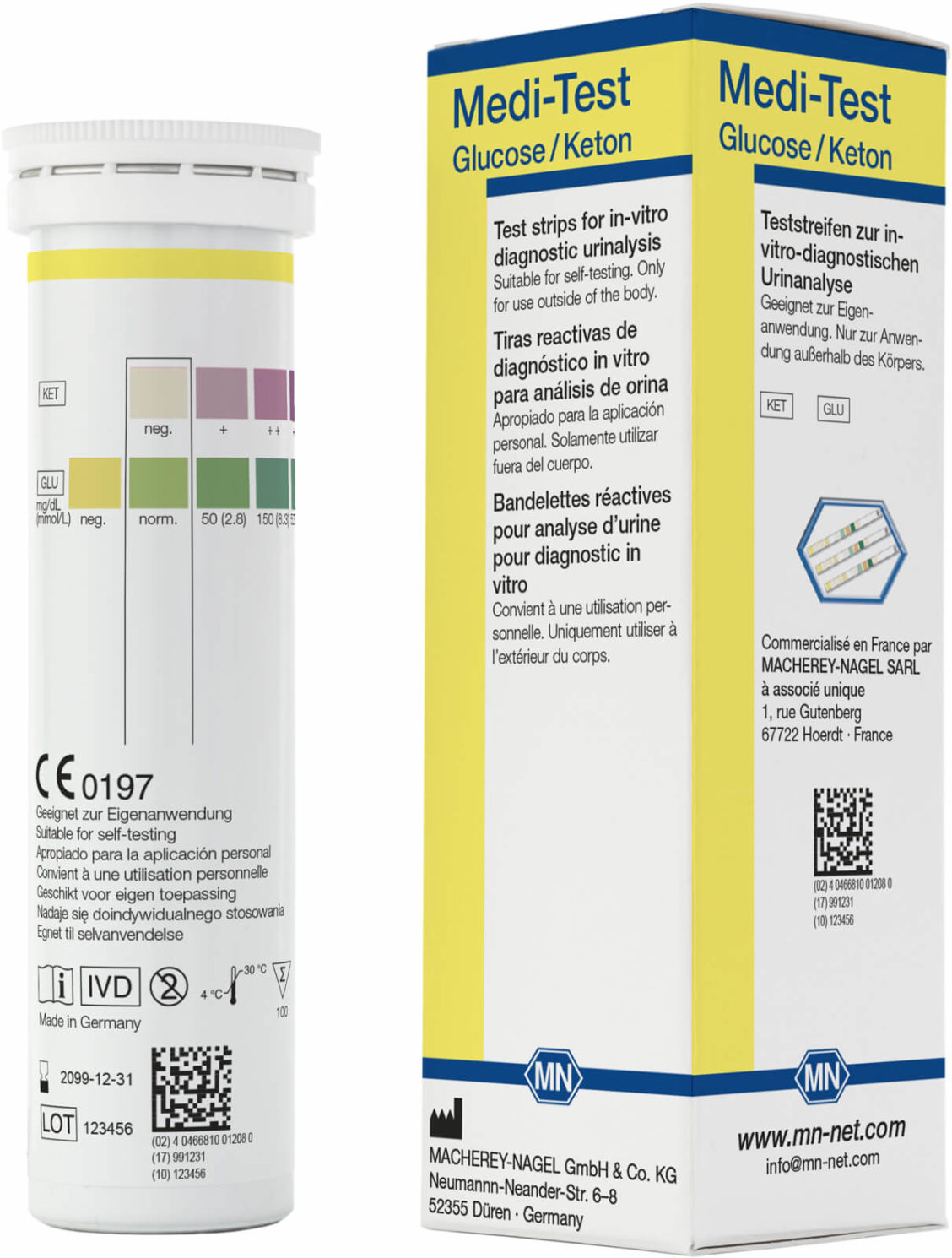 M&N 93020 Medi-Test glukose og keton -100 tester