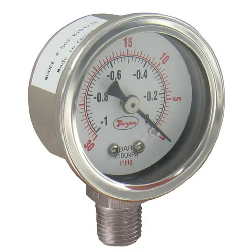 Dwyer SG3 industriell trykkmåler med dobbel skala Dwyer SG3 industriell trykkmåler med dobbel skala
